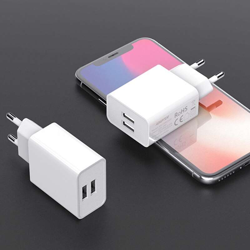 European Standard CE Certified Mobile Phone White 5V2A Direct Charger Dual Port Double USB Fast Charging Multi Port Europe Plug