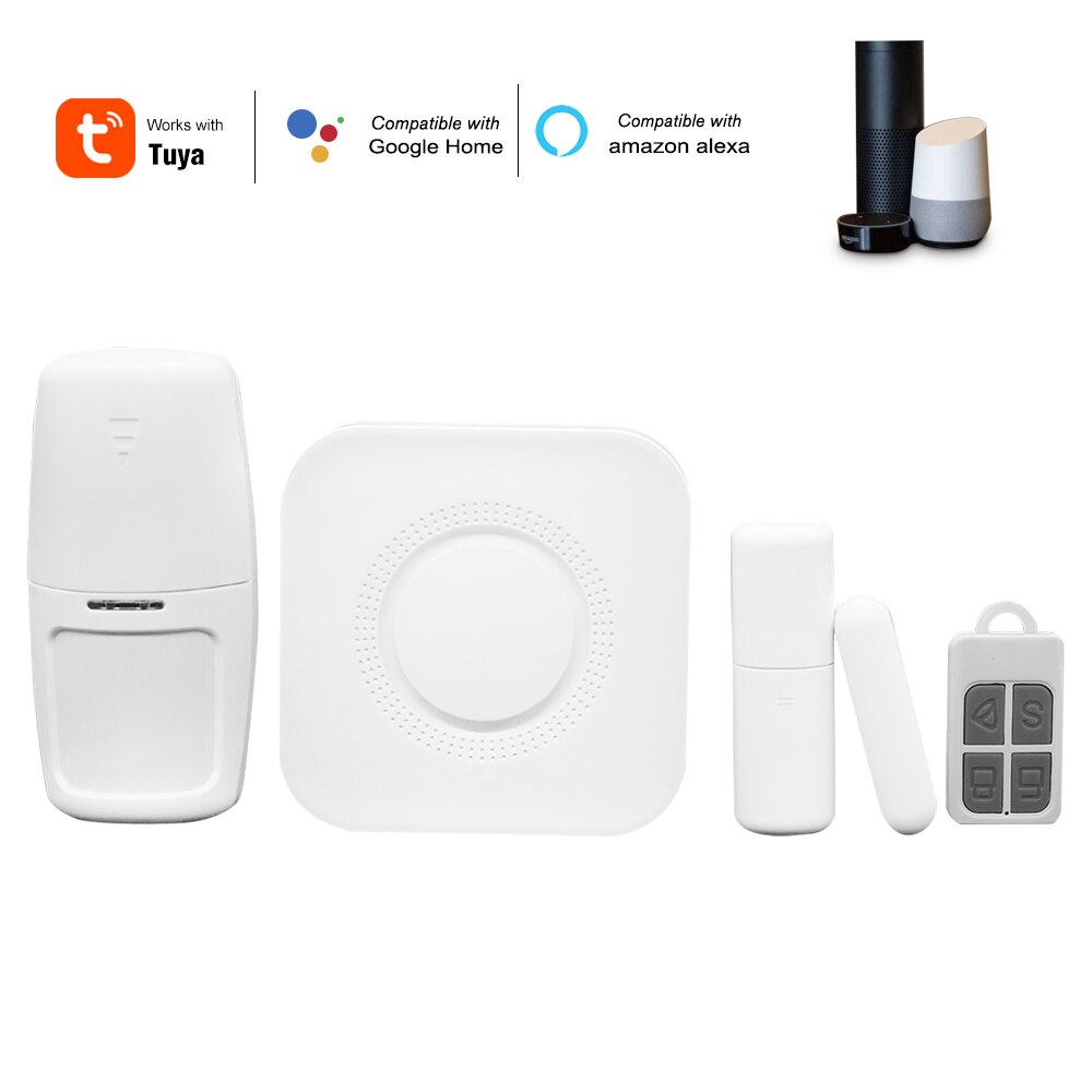 100dB Alarm Host 433MHz Detectors Tuya APP Wifi Alarm System Security Alarm System Compatible with Alexa Voice Control