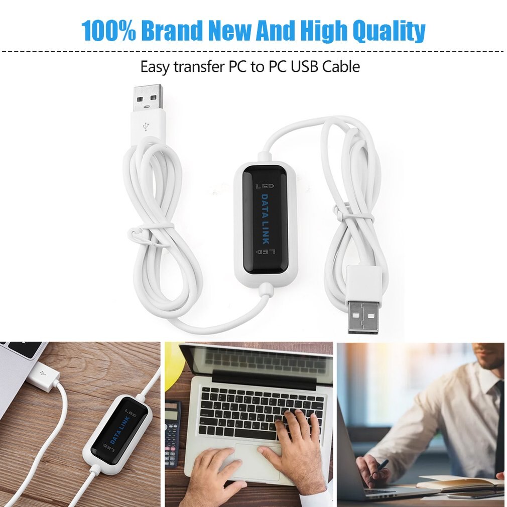 Online Share Sync Link Net Direct Data File Transfer Bridge LED Cable ! High Speed USB PC to PC Standard Bundle 1 Computer