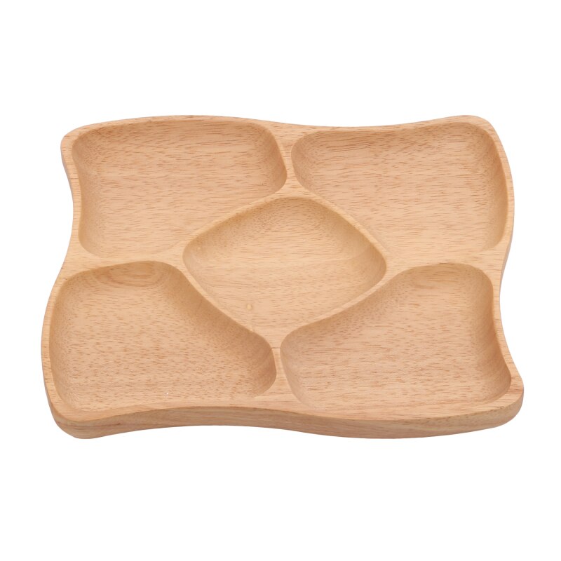 Bois entier bois irrégulier ovale en bois massif Pan assiette fruits plats soucoupe plateau à thé Dessert dîner assiette ensemble de vaisselle: 03