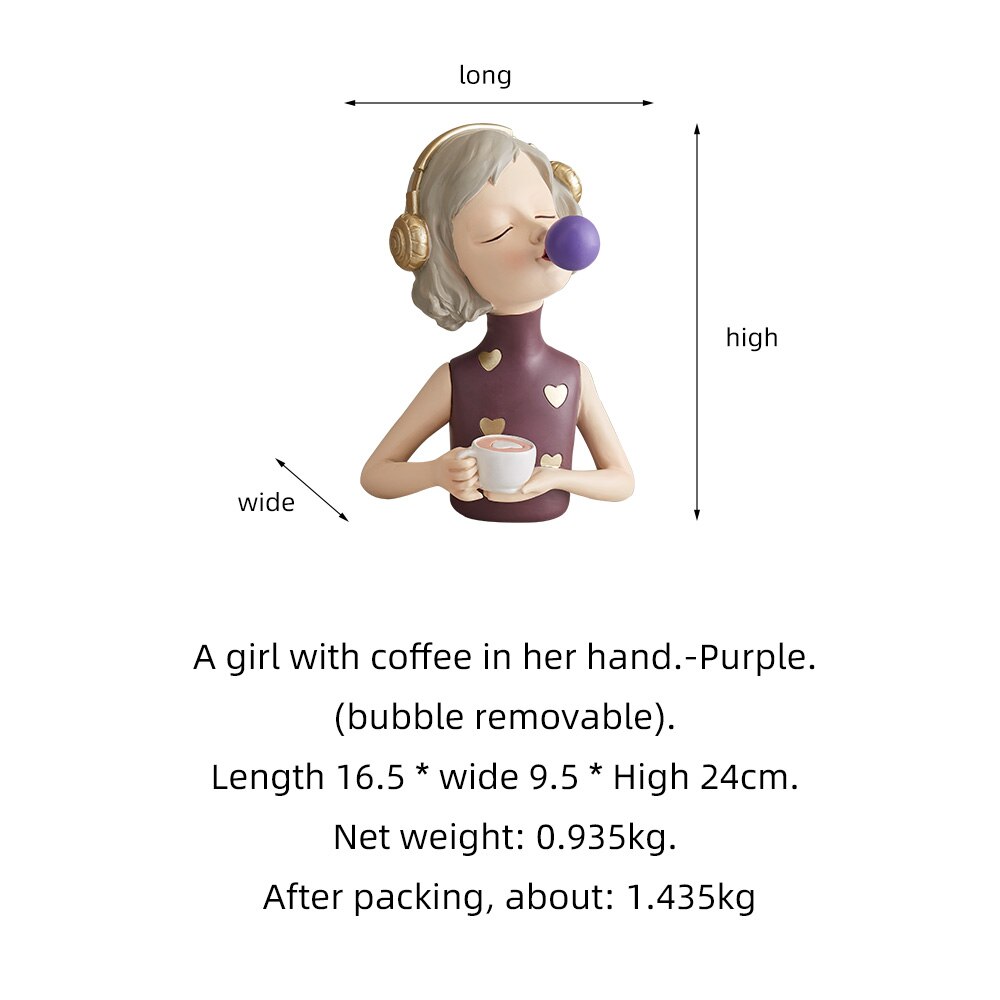 Nordic Sweet Dreamy Bubble Girl Sculpture Storage Lipstick Fruit State Living Room Decoration Bedroom Decor Accessories