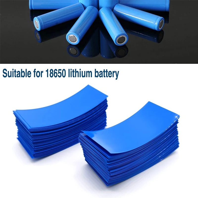 Tube thermorétractable plat en PVC, 100 pièces, enveloppe de batterie pour batterie au Lithium 18650, Kit assorti d'isolation auto-adhésive