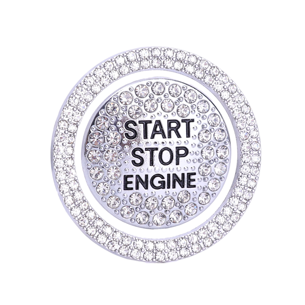 Auto Ein-Start-Taste Diamant Dekoration Aufkleber Innen Zündung Starter Schalter 3D Ring Strass Bling BlingSticker: Brown