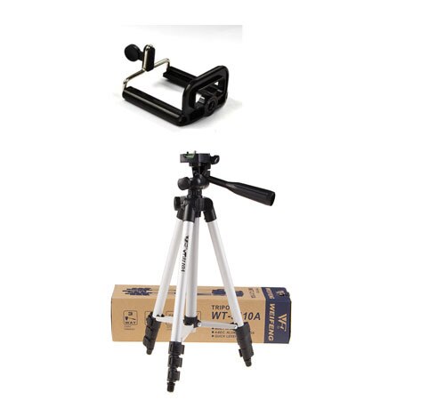 Statief Met 3-Way Hoofd Statief + Telefoon Houder Stand voor D7100 D90 D3100 DSLR NEX-5N 650D 70D 600D