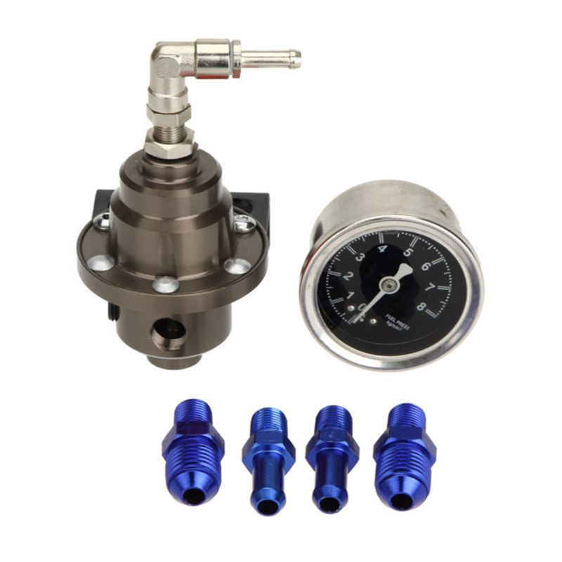 Universal Adjustable Aluminum Fuel Pressure Regulator With Gauge Kit: Titanium