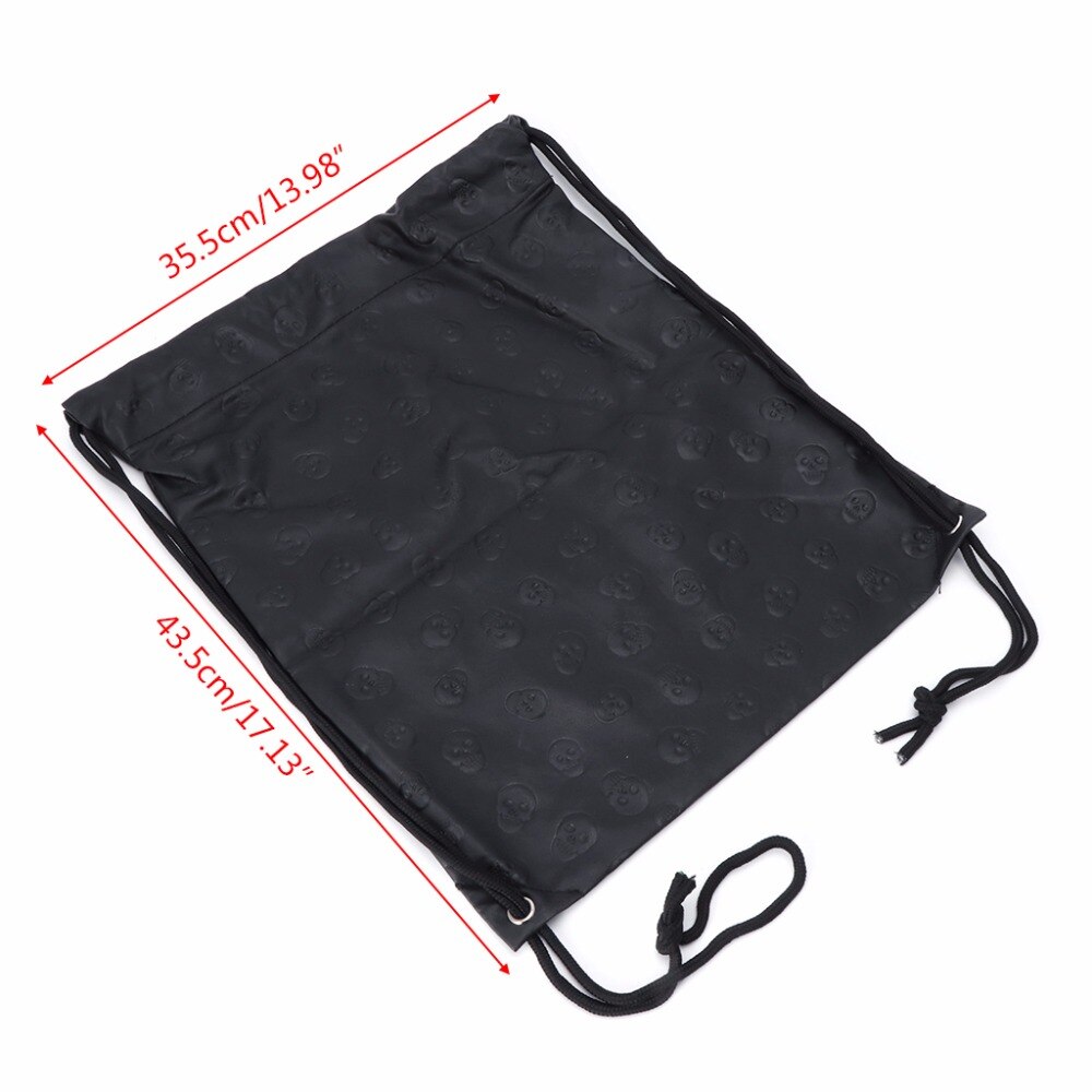 THINKTHENDO Skull Drawstring Backpack Travel Women Backpacks Shoulder Bag Unisex Black Leather Bags Casual