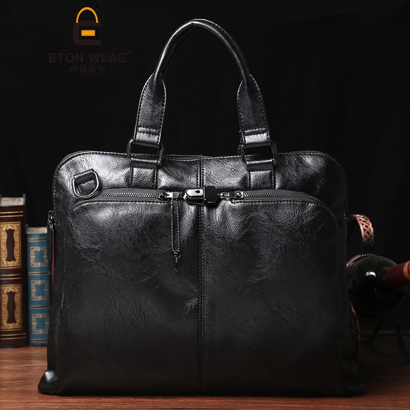 Lock Koreaanse Stijl Mannen Lederen Tassen Aktetas Zacht Lederen Schoudertas Messenger Bags Mannelijke Casual Business Tassen