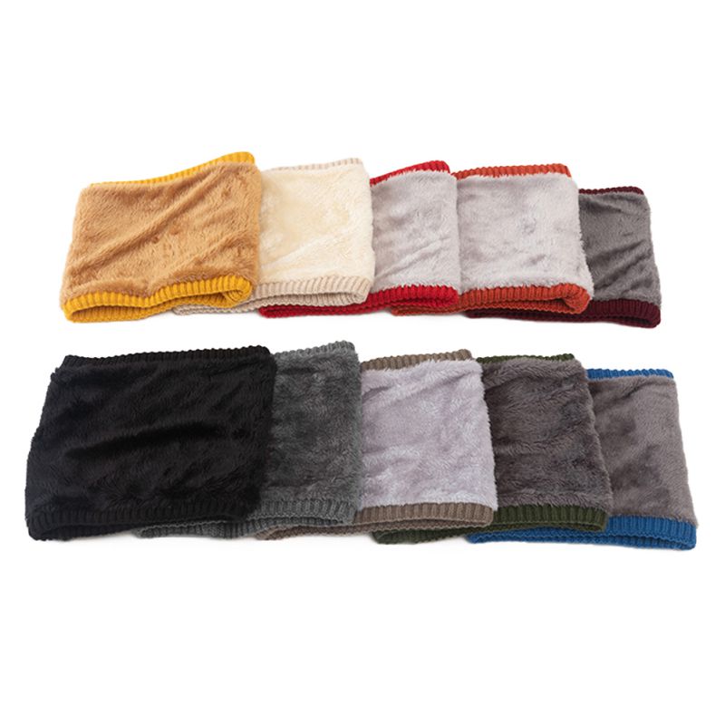 Winter Men's And Women's Snood Plus Velvet Warm Wool Single-loop Pullover Bib Letter Solid Color Thick Collar