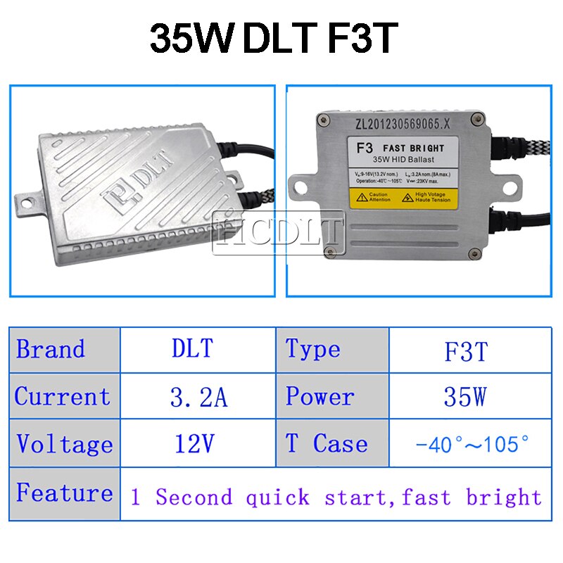HCDLT 1X AC 35W DLT F3T Xenon HID Ballast 12V Car Light Fast Start Reactor Xenon DLT F3 HID Digital Slim Ballast Block Ignition