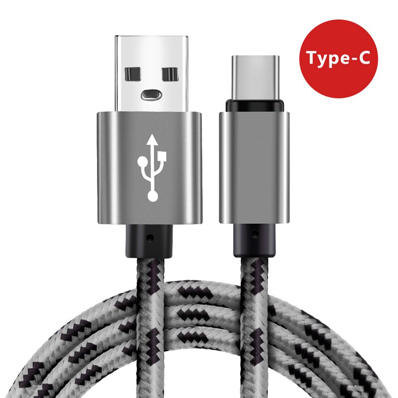 Câble USB type-c 2,4a pour recharge rapide et transfert de données, cordon de chargeur USB-C pour téléphone Samsung S9/S8/Plus/Note 9/8/Huawei P20/Xiaomi mi8: Grey / 0.25 m