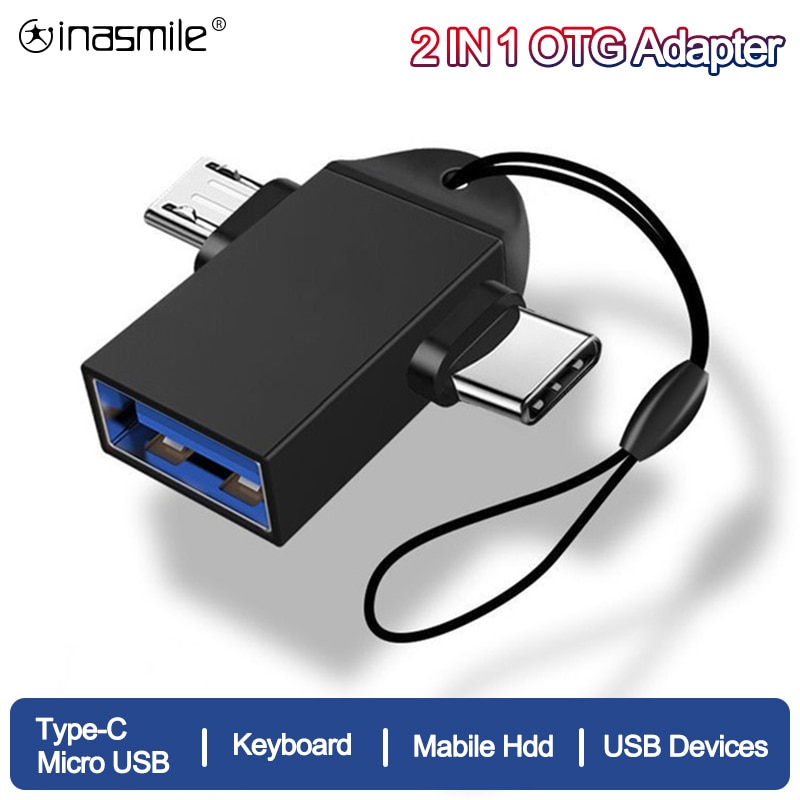 2IN1 cavo Micro usb maschio a USB femmina per telefono cellulare tipo C a connettore USB adattatore OTG convertitore in lega di alluminio in movimento