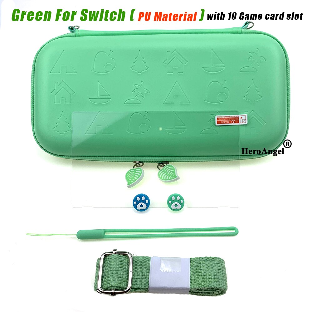 Mignon rose cerisier fleurs sac de rangement housse pour Nintendo Switch portable voyage sac de transport Switch jeu accessoires: PU Green