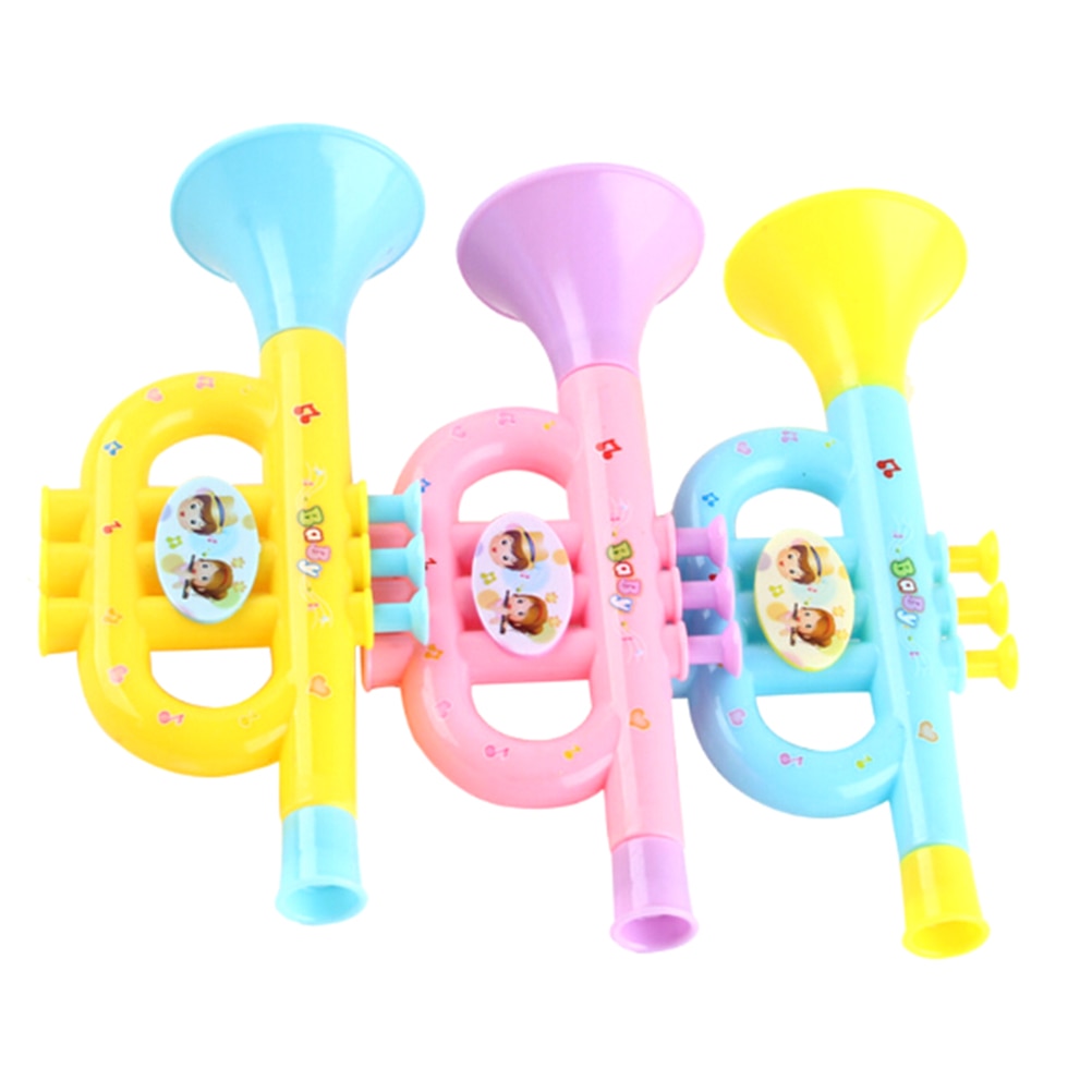 1Pc Plastic Trompet Muziekinstrumenten Voor Kinderen Baby Kids Muzikaal Speelgoed Muziek Trompet Hooter Baby Speelgoed Willekeurige Kleur 15*7*2Cm