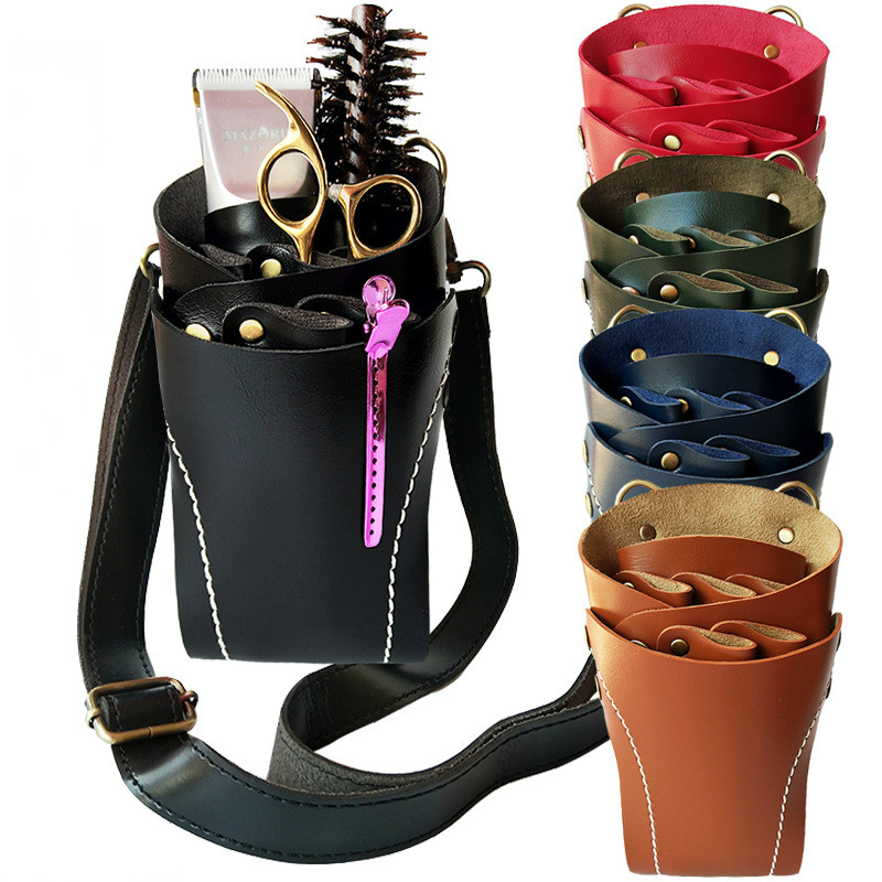 Barber Leather Salon Scissors Pouch Bag Waist Pack Hairdressing Tool PU Leather Barber Tools Bags