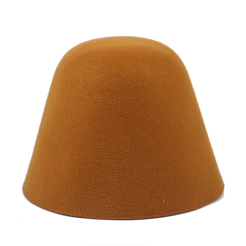 Autumn Winter Japanese Wool Felt Fisherman Hat Female Simple Retro Dome Hat To Keep Warm British Fisherman Hat Basin Hat Gorras: dark khaki