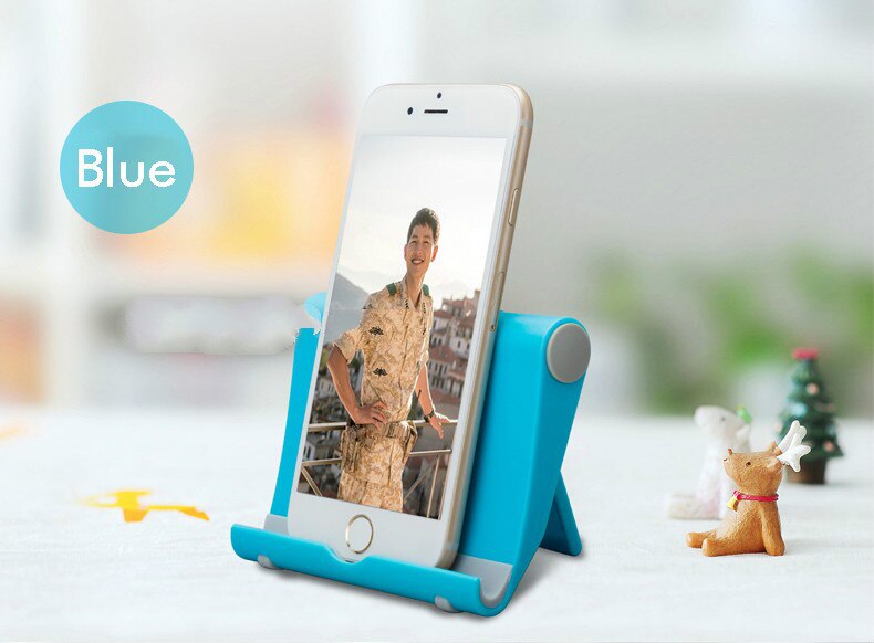 Foldbar universal tablet pc holder mobiltelefon stander bærbar justerbar smartphone ipad support stand: Blå