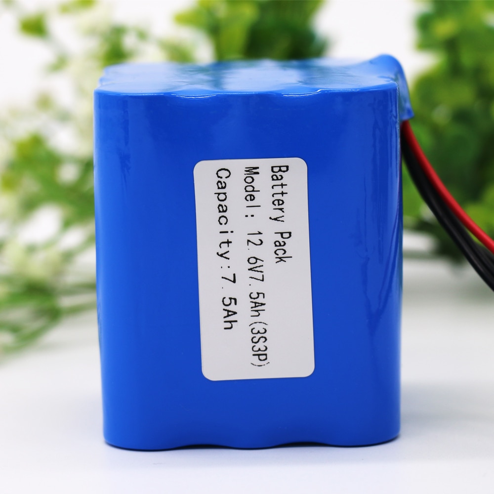 KLUOSI 12V Battery 3S3P 11.1V /12.6V 7500mAh 18650 Lithium-ion Battery Pack with 5A BMS for LED Lamp Light Backup Powe Etc