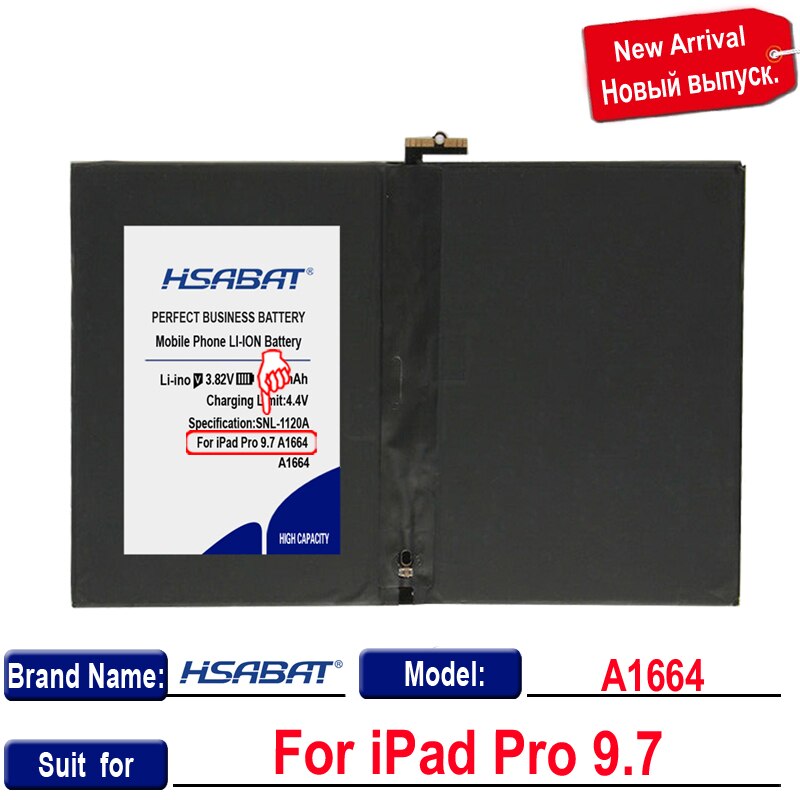 100% original hsabat 7806mah tablet bateria para ipad pro 9.7 9.7 "a1675 a1674 a1673 a1664