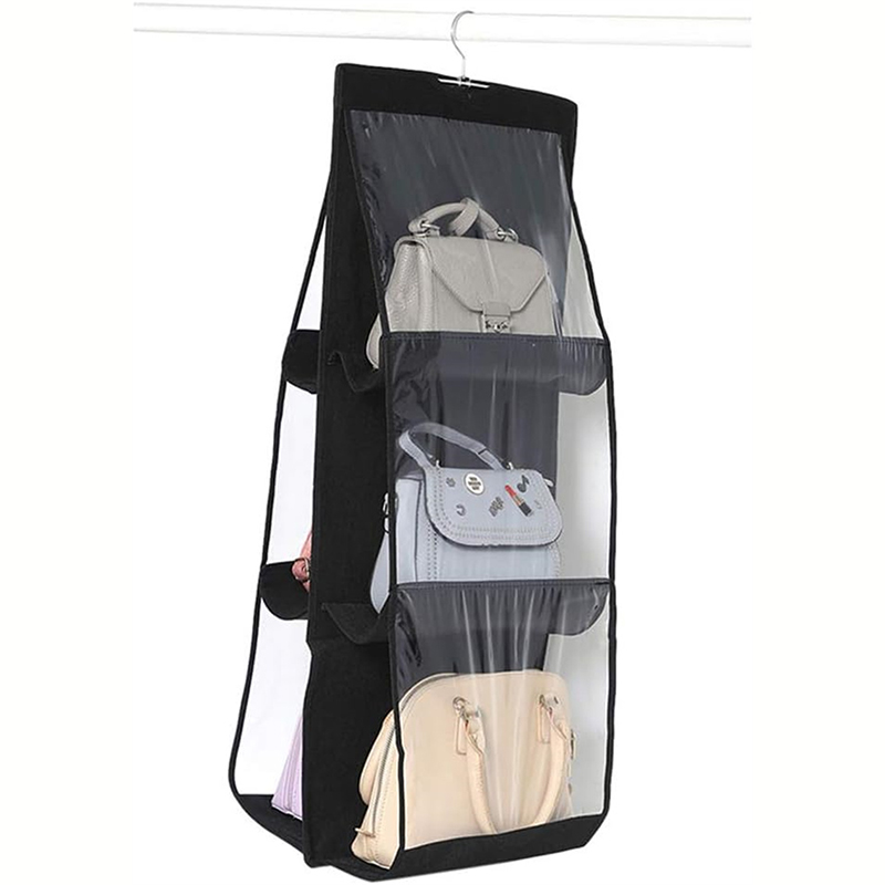 Support de rangement pour sac à main, organisateur peu encombrant, étagère transparente, collection de sacs, armoire, Cisco, confronse, 8 poches: kaki foncé