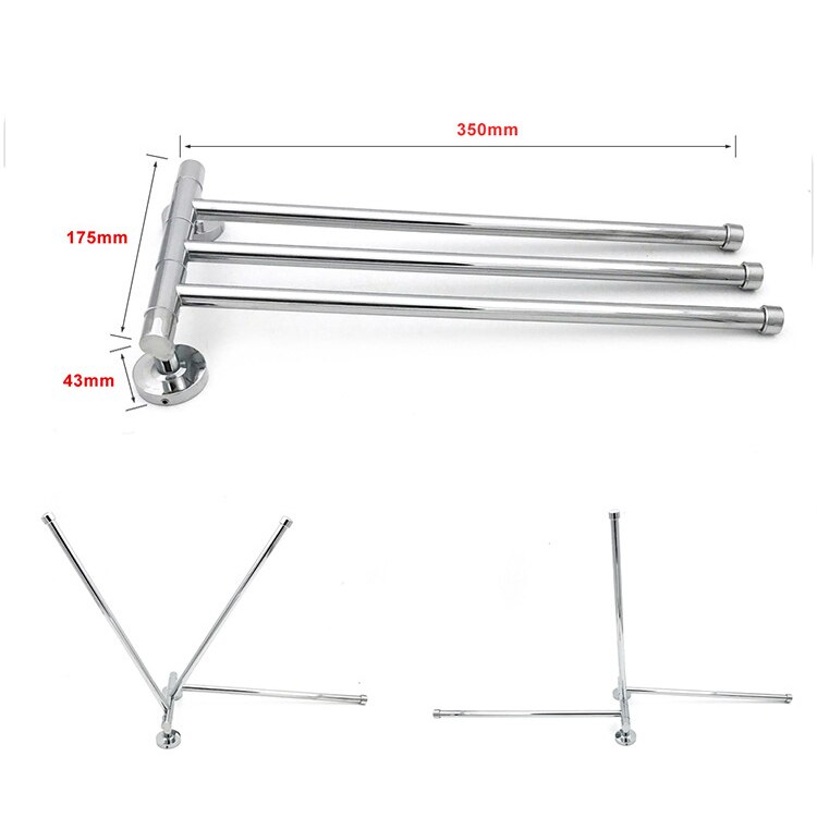Håndklædestang i rustfrit stål roterende håndklædeholder badeværelse køkken vægmonteret håndklæde poleret rackholder hardware tilbehør: 3
