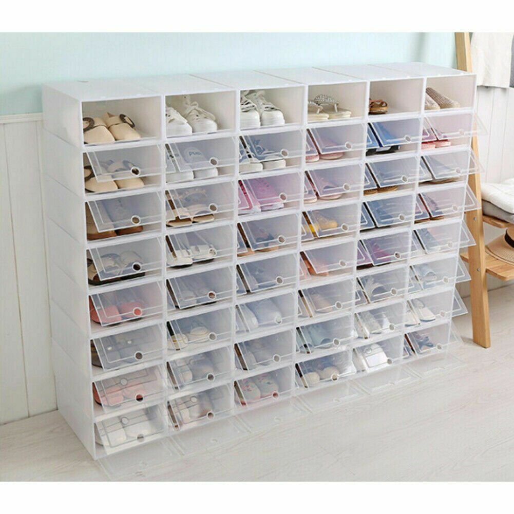 1pc Transparent Clear Plastic In Order Shoe Storage Box Shoe Hanger Boxes Organize