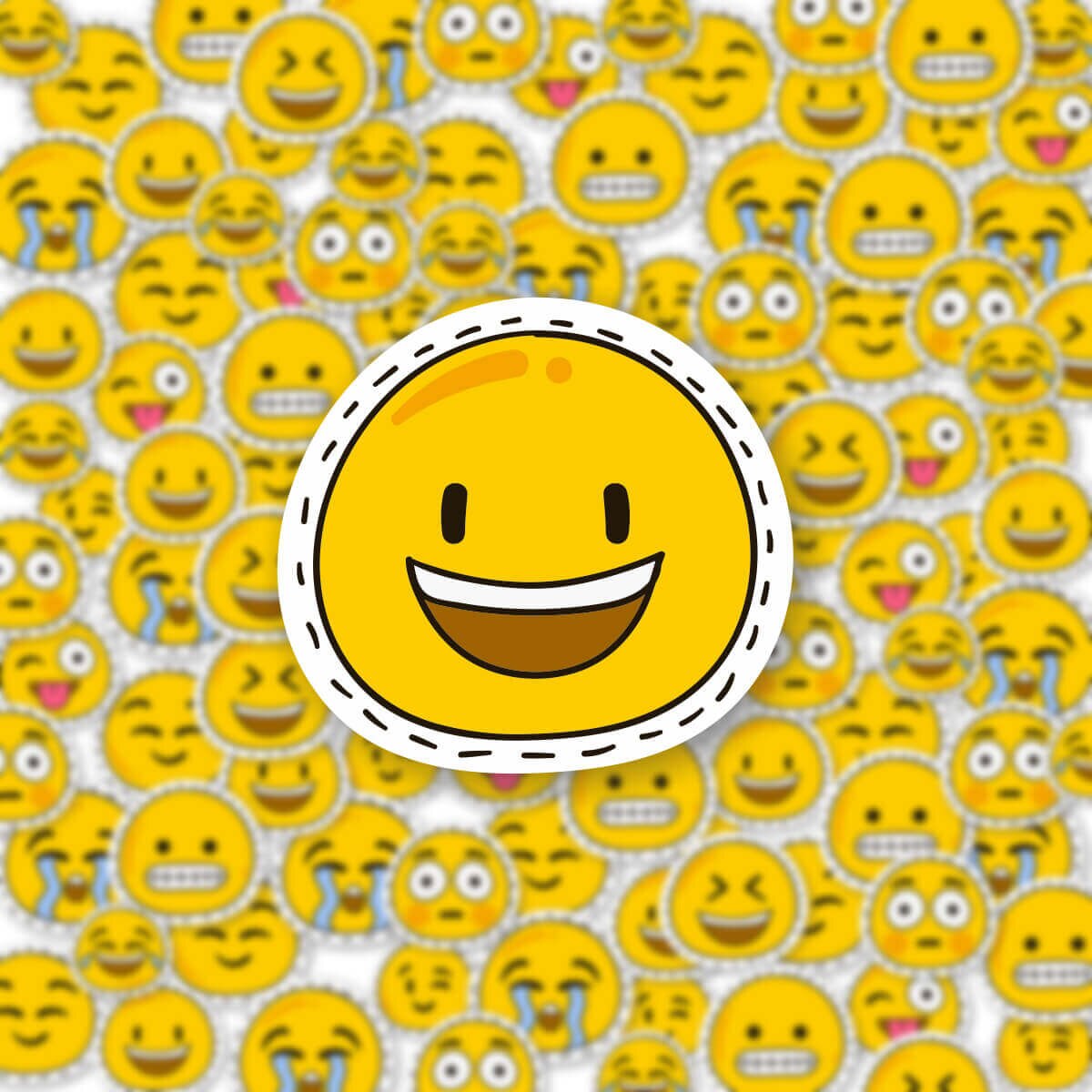 Mouth Open Smiley Emoji Laptop and Phone Sticker-Decal max.8cm