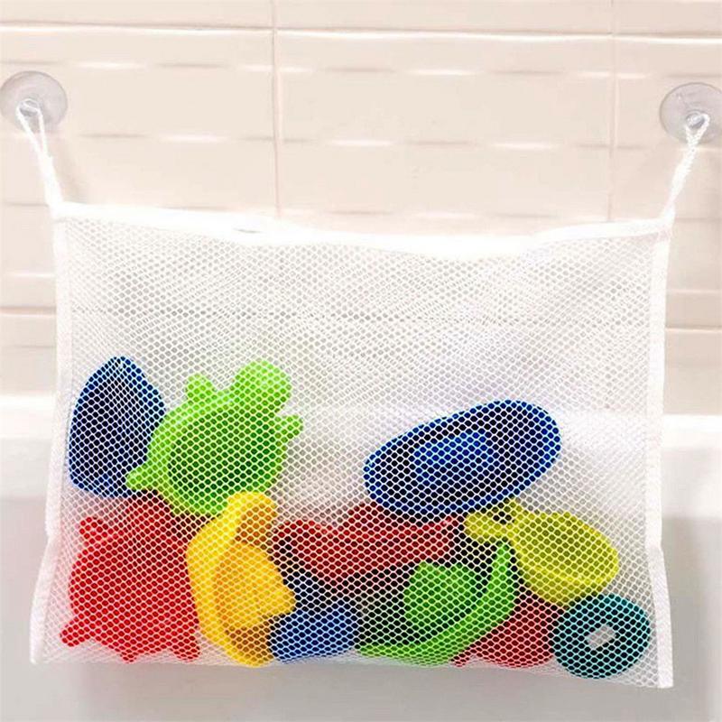 Barn baby badekar leke ryddig oppbevaring sugekopp bag mesh baderom organisering nett