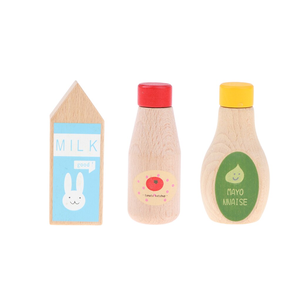 Condiments Tomato Ketchup Mayonnaise Bottle Wooden Pretend Toys