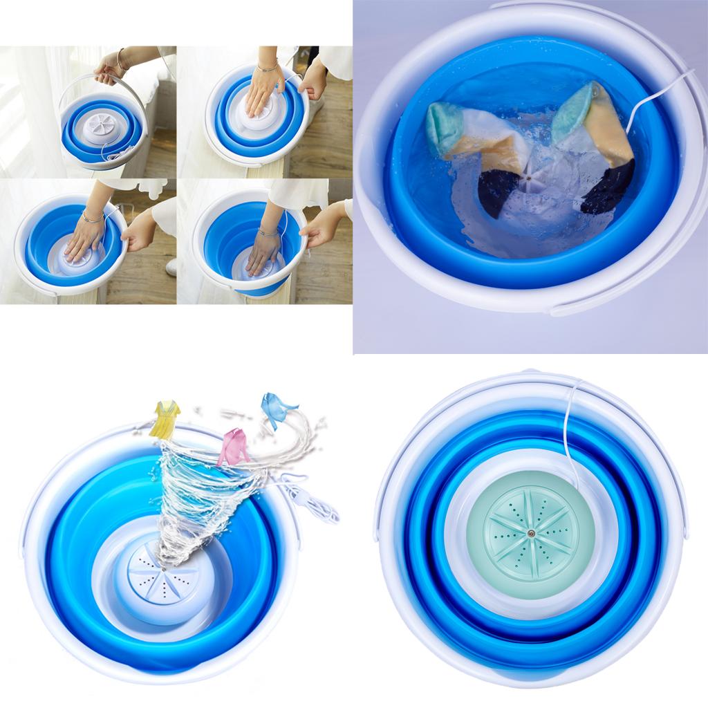 Mini Laundry Machine Folding Washing Machine Washers Portable for Apartments: Blue
