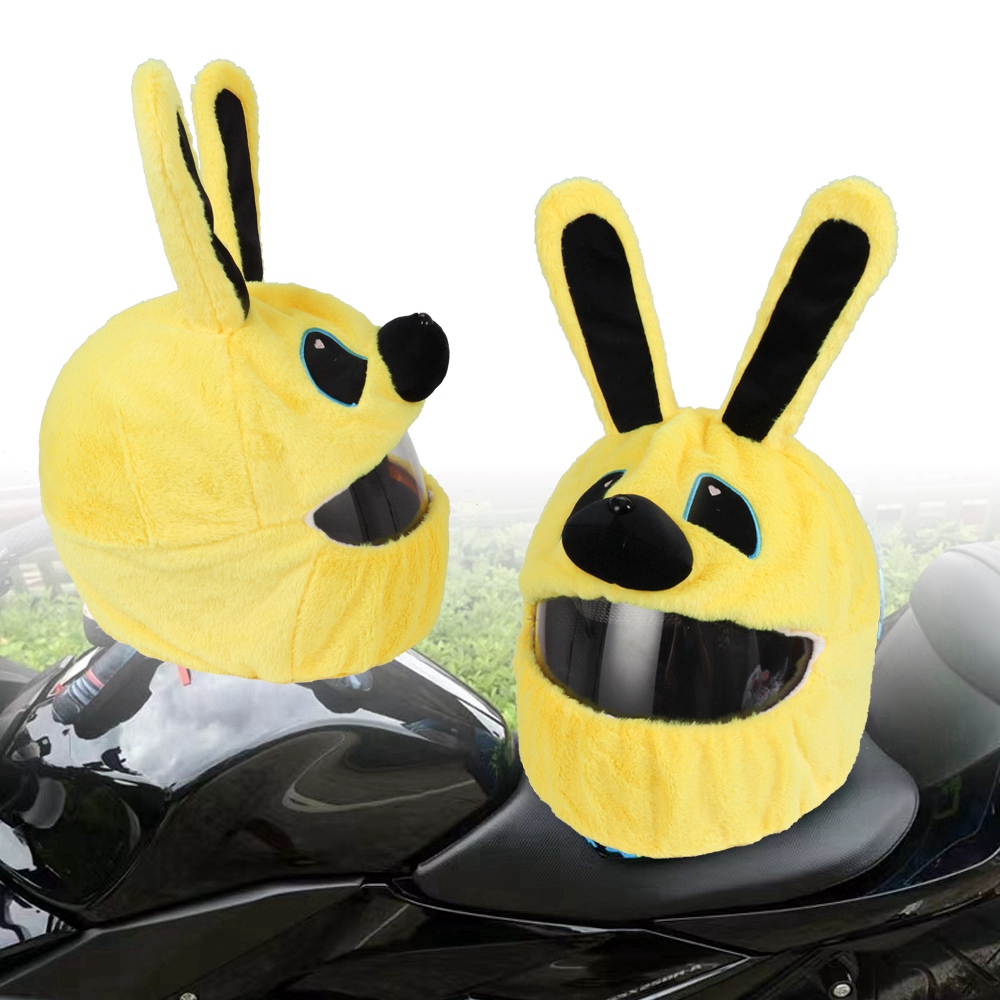 Helm Bescherming Hoofddeksels Hoes Cartoon Pluizig Pluche Set Voor Motorfiets Full-Face Beschermhoes Motorfiets Veiligheid Trendy: YELLOW