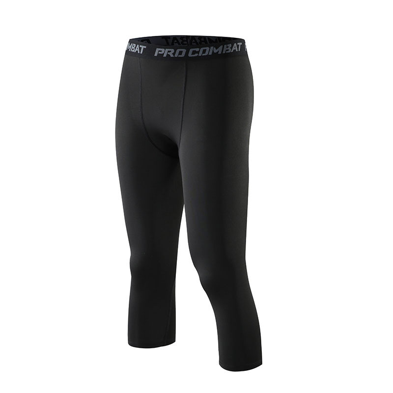 Herre kompressionsbukser strømpebukser kølige, tørre leggings sportsbaselayer løbetights atletisk træning aktive shorts: L / Sort