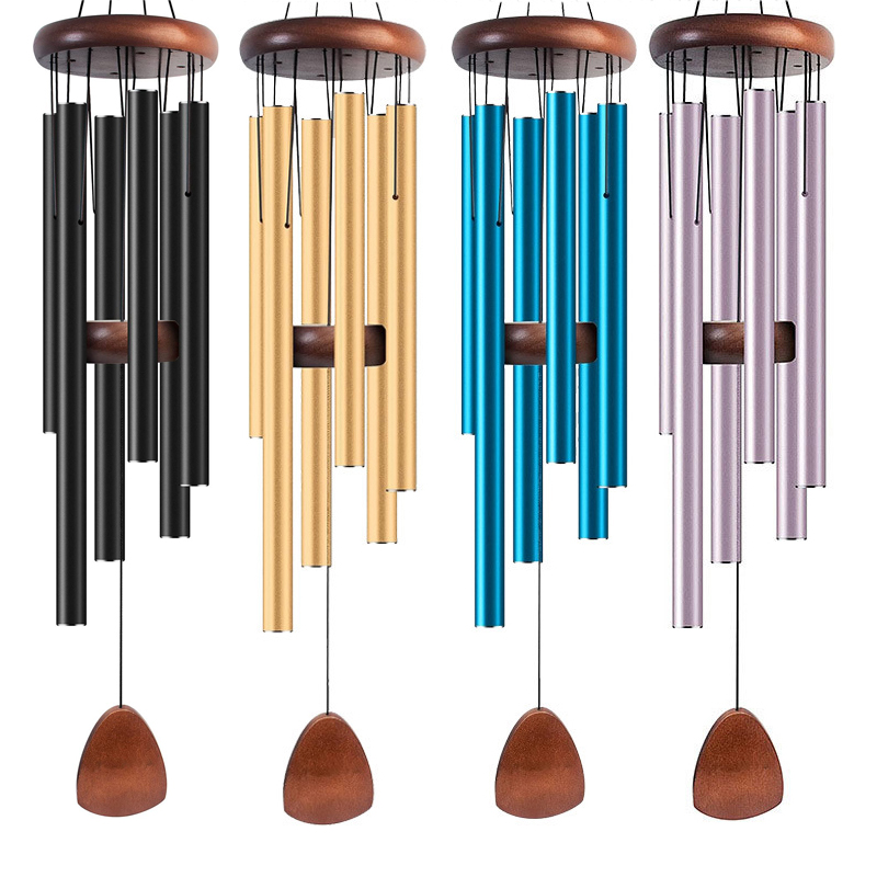 Campana de carillón de viento de Metal, 37 pulgadas, 6 tubos de aluminio hechos a mano para decoración de jardín al aire libre, Patio, hogar, decoración Zen, meditación