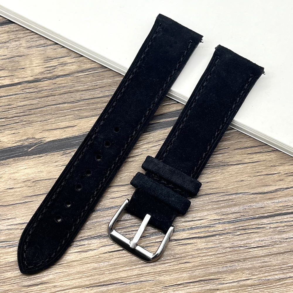 Bracelet de montre en daim gris vert bleu marron beige noir couleurs bracelet de montre en cuir 18mm 19mm 20mm 22mm 24mm bracelet de montre de remplacement: Blue pink / 24mm