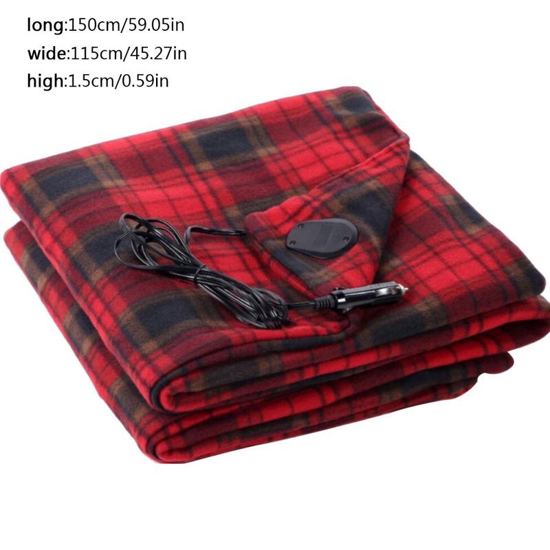 Manta de calefacción del coche para otoño e invierno, manta eléctrica de terciopelo de 150x115cm con ahorro de energía de 12v, para Otoño e Invierno