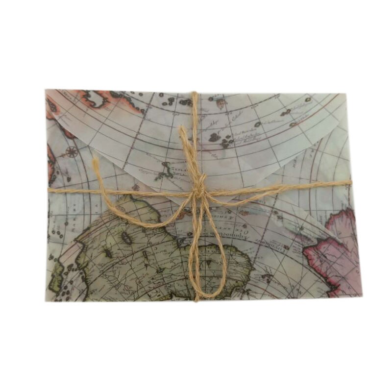 Sobres de papel de ácido sulfurico Vintage, mapa de globo postal, carta de invitación, tarjeta de papel, tarjetas de felicitación, 10 unids/lote