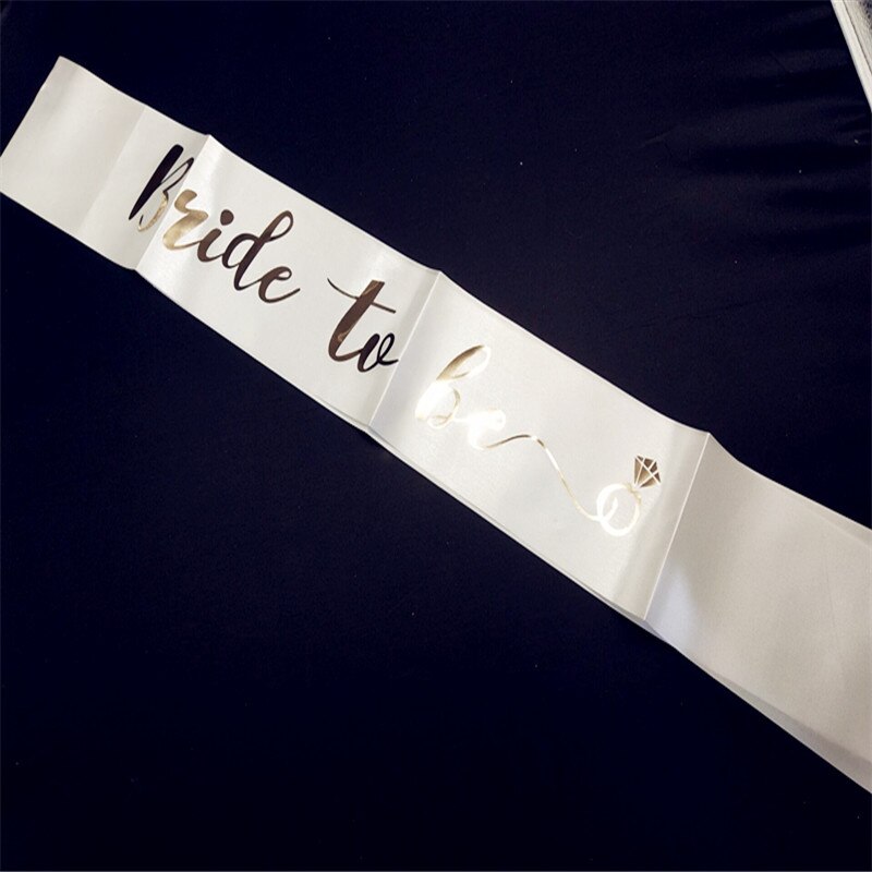 Satin Bride To Be Sash with Diamond Ring Bachelorette Party Sash for Hen Party Wedding Bridal Shower Black with Gold Letter