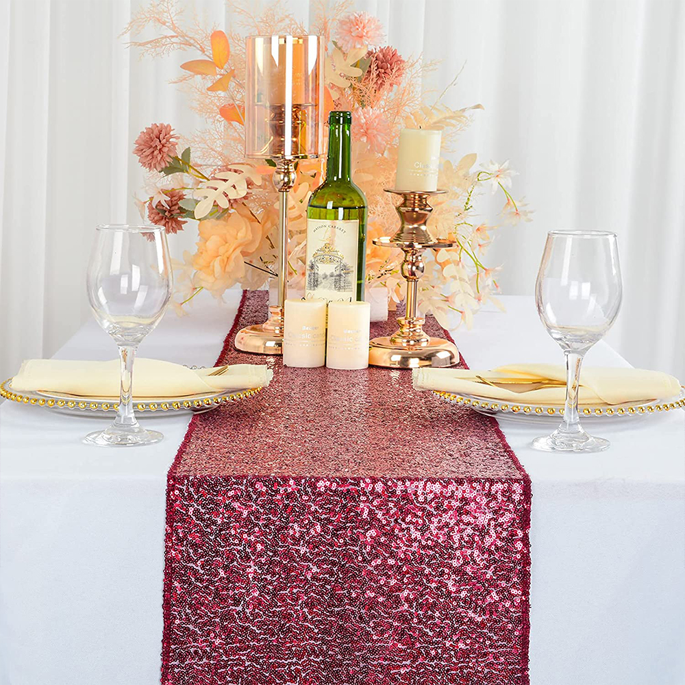 Camino de mesa con lentejuelas, camino de mesa con purpurina de 30x180cm para boda, , cumpleaños, Bnaquet, Hotel, mesa para el hogar: BLANCO