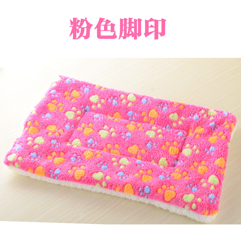 Couverture pour animaux de compagnie, niche pour chien, tapis en coton, imprimé pattes de flanelle, pour chat: Rose / 70cm 55cm