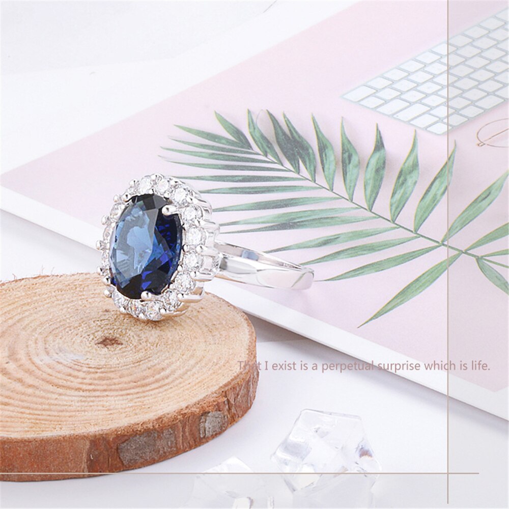 Luxus Prinzessin Braut Hochzeit Ring Blau Saphir Ring Original 925 Silber Reize Engagement Für Frauen Schmuck Ringe