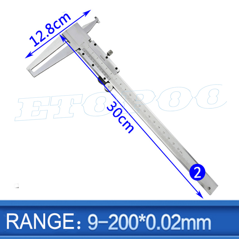 9-300mm/0.02 Long Claw Inside Groove Vernier Calipers Steel Inner Vernier Calipers Accuracy Measuring Tools: 9-200mm