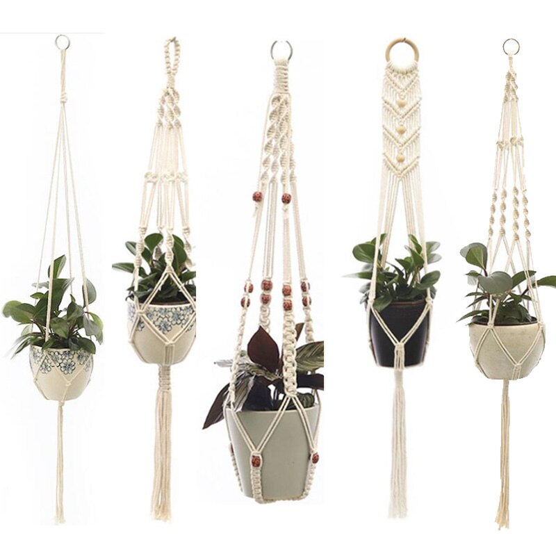 100% handmade macrame plant hanger flower pot baskets hanging net cotton for home wall year decoration Vertical garden