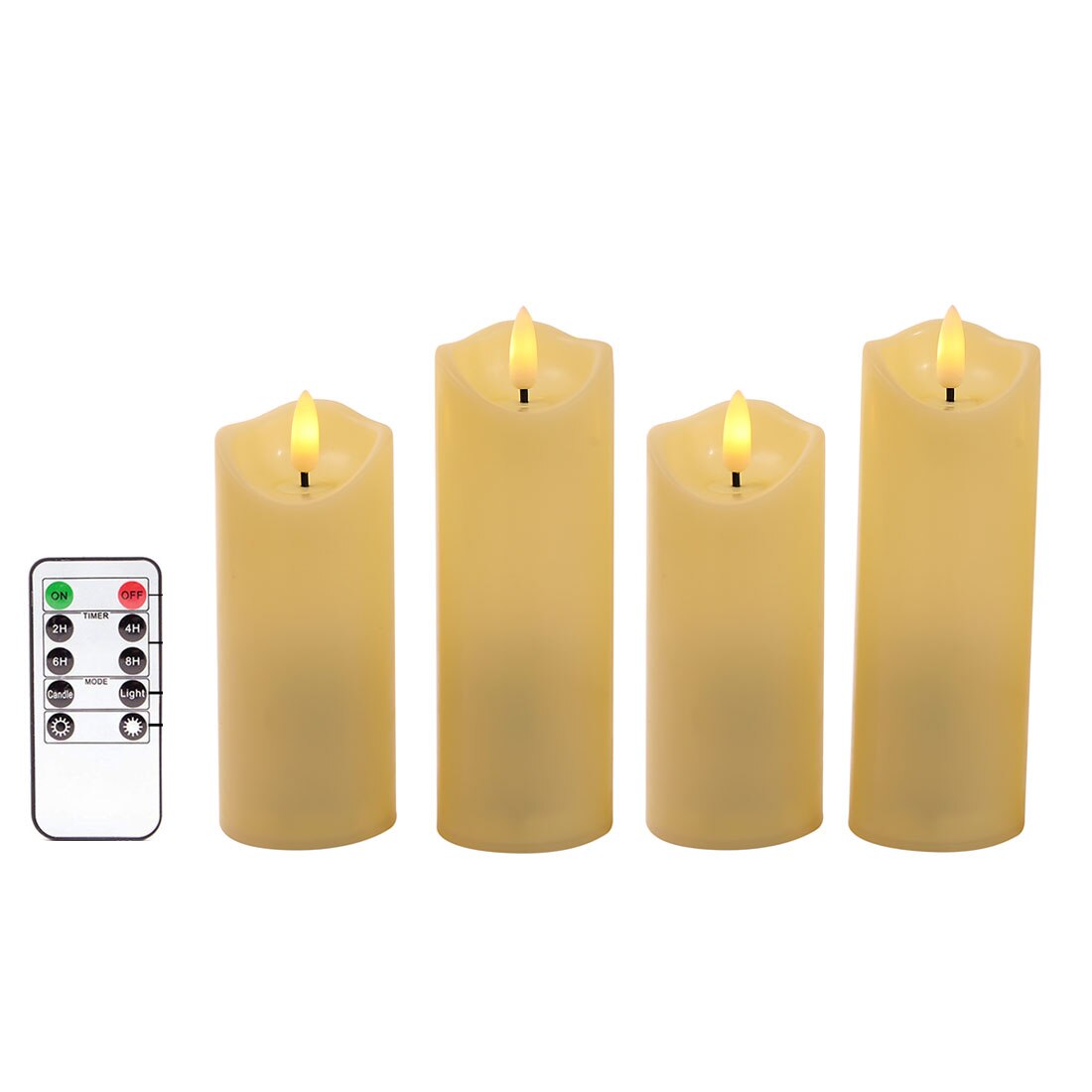 Pack of 2/3/4 Flickering Warm White Light LED Flameless Candles With Remote Control,AA Battery Operated Tall Church Candles