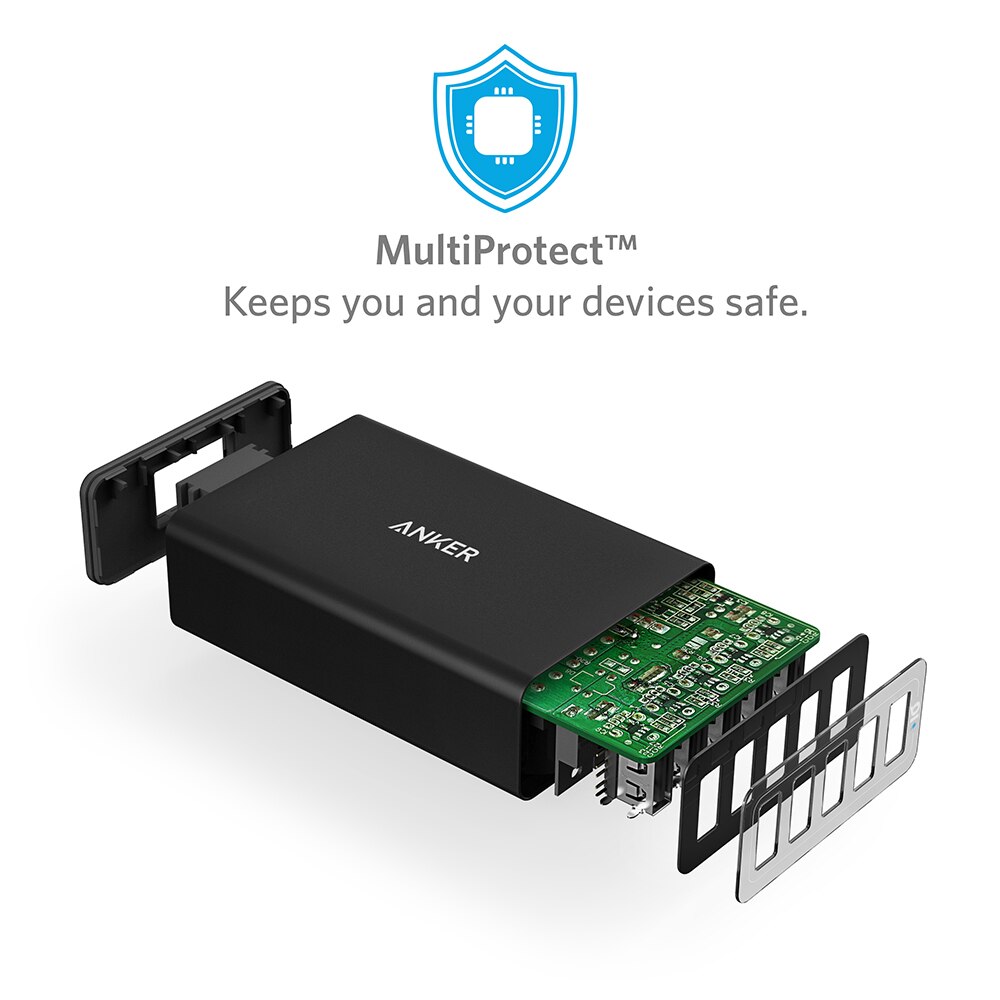 Anker 40W 5-Port USB Wall Charger, PowerPort 5 for iPhone,iPad Pro/Air,Galaxy S9/S8/Edge/Plus, Note 8/7, Nexus HTC LG and more