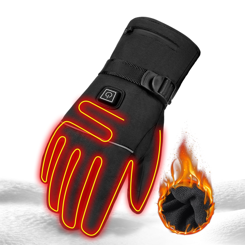 Elektrische Verwarmde Handschoenen Met Temperatuur Aanpassing Lithium Batterijen Handschoenen Volledige Vinger Handschoen Voor Skiën Klimmen Rijden