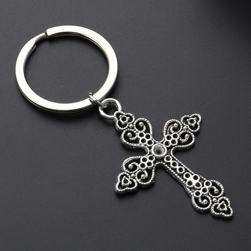 Cross Sleutelhanger Jezus Key Ring Religieuze Overtuigingen Sleutelhangers Voor Vrouwen Mannen Diy Auto Opknoping Punk Eenvoudige Sieraden Handgemaakte: E2017