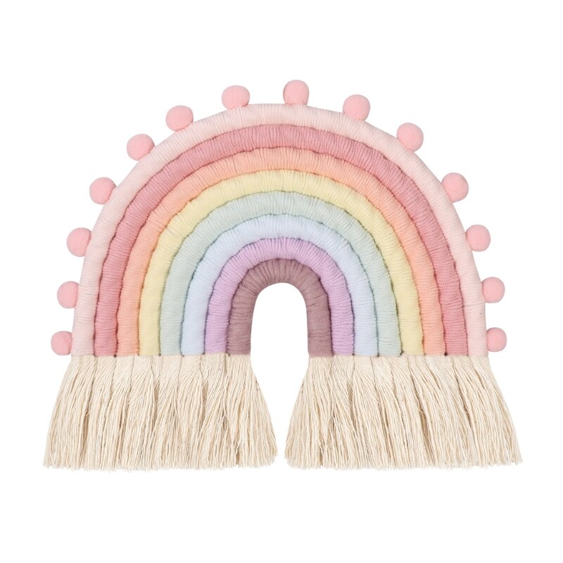 Nodic Stijl 8 Lijnen Hand Geweven Rainbow Macrame Wandtapijt Baby Jongens Baby Meisjes Kids Room Decor Muur Opknoping Decor speelgoed Home Decor: 8 layers-24x20cm
