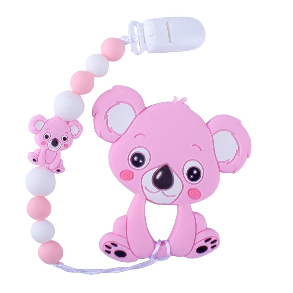1PCS Cartoon Koala Baby Silikon BeiÃŸring Schnuller Kette Clip Armband Neu DE 