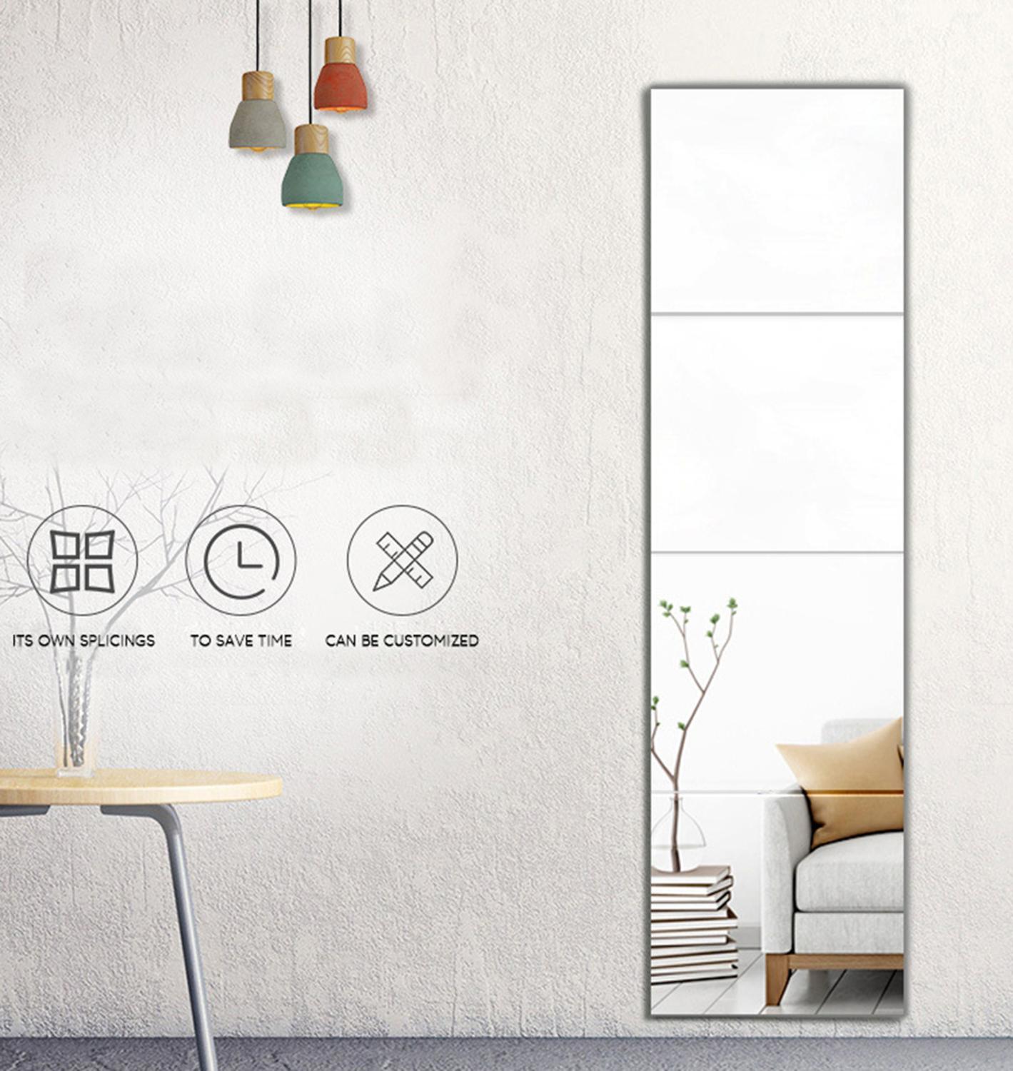 Espejo extraíble duradero de 22*22cm, 4 Uds de , pegatinas de pared, espejo de largo completo para sala de estar/dormitorio infantil para decoración del hogar