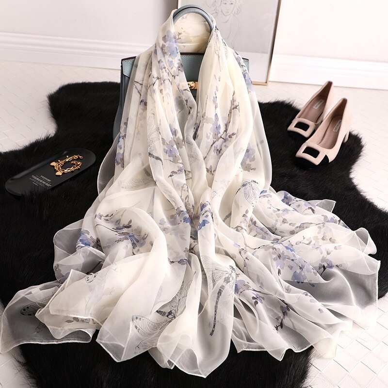 chinese style Classic women silk scarf female scarves ladies beach wrap chiffon shawl sunscreen large bandanna foulard muffler: B1