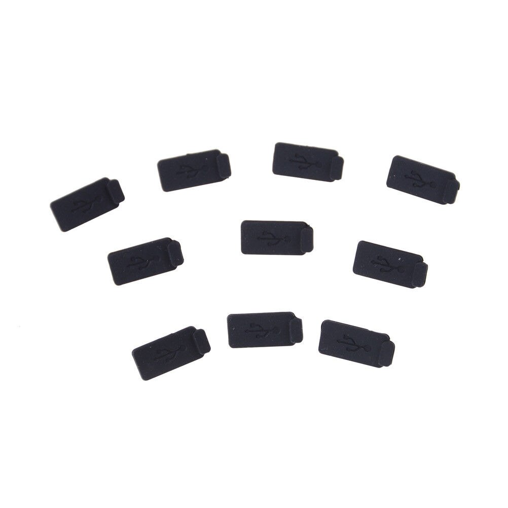 10pcs PC Laptop USB Plug Cover Stopper Soft Dust Cap USB 2.0 3.0 Interface Prevent Rust Dust Plug Black Silicone